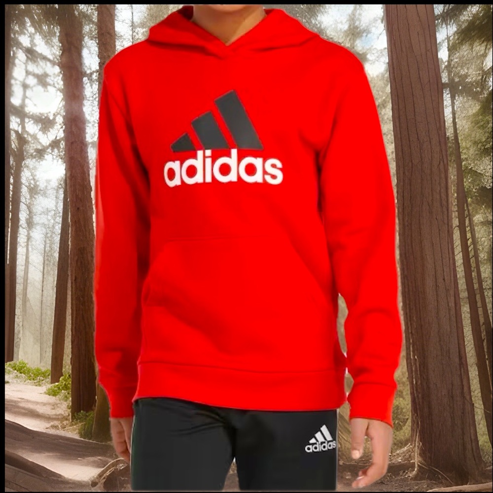 Vintage Adidas Climawarm Blk Lined Hooded Sweatshirt/Jacket W/Kangaroo Pocket